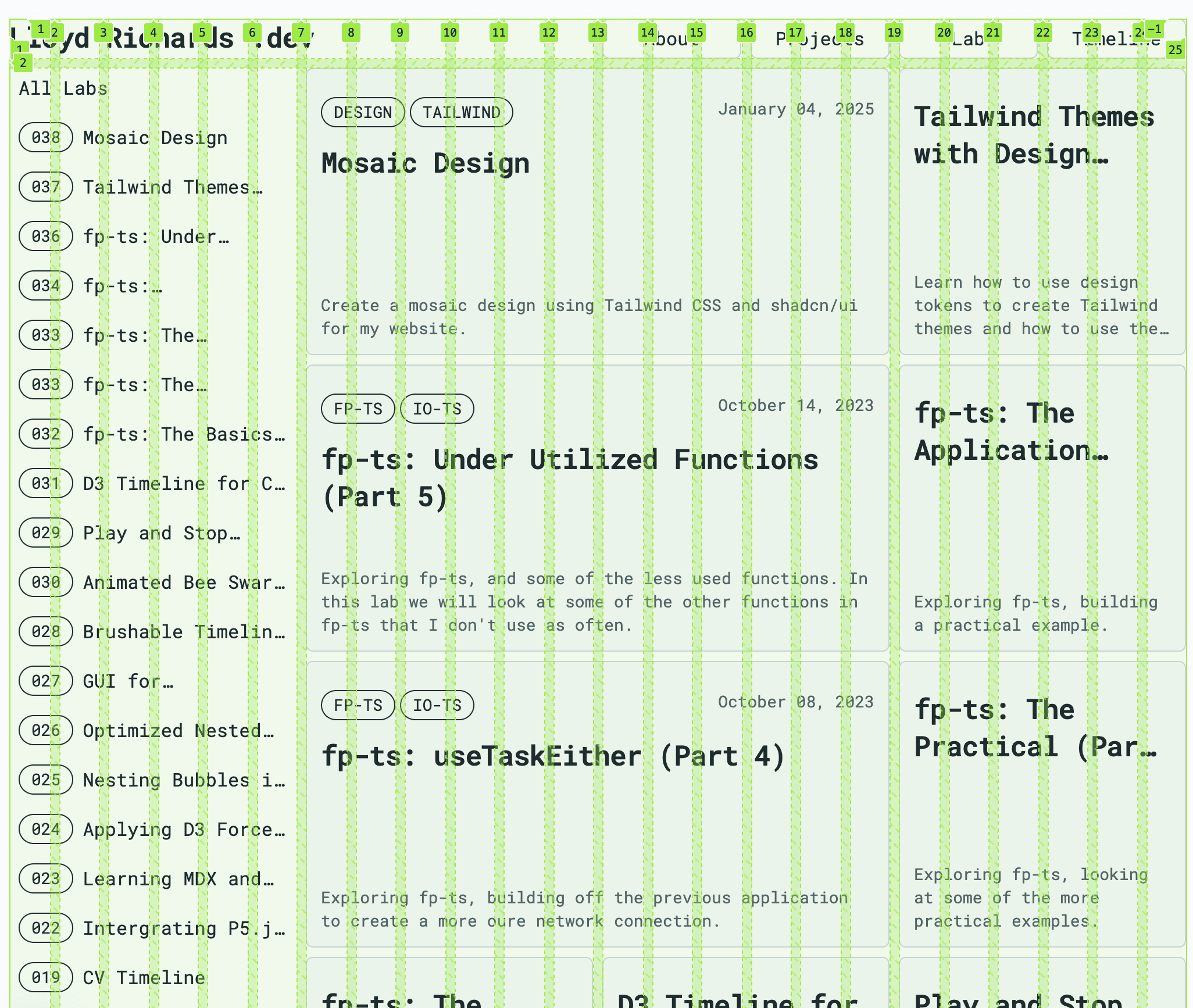 Column layout of website